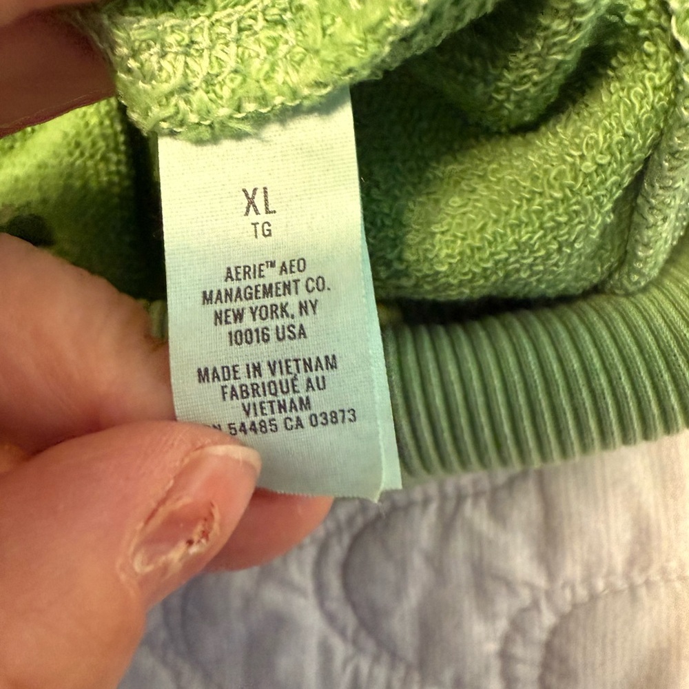 Aerie Take It Easy Tiger 100% Cotton Green Sweatshirt NWT XL - Picture 6 of 10